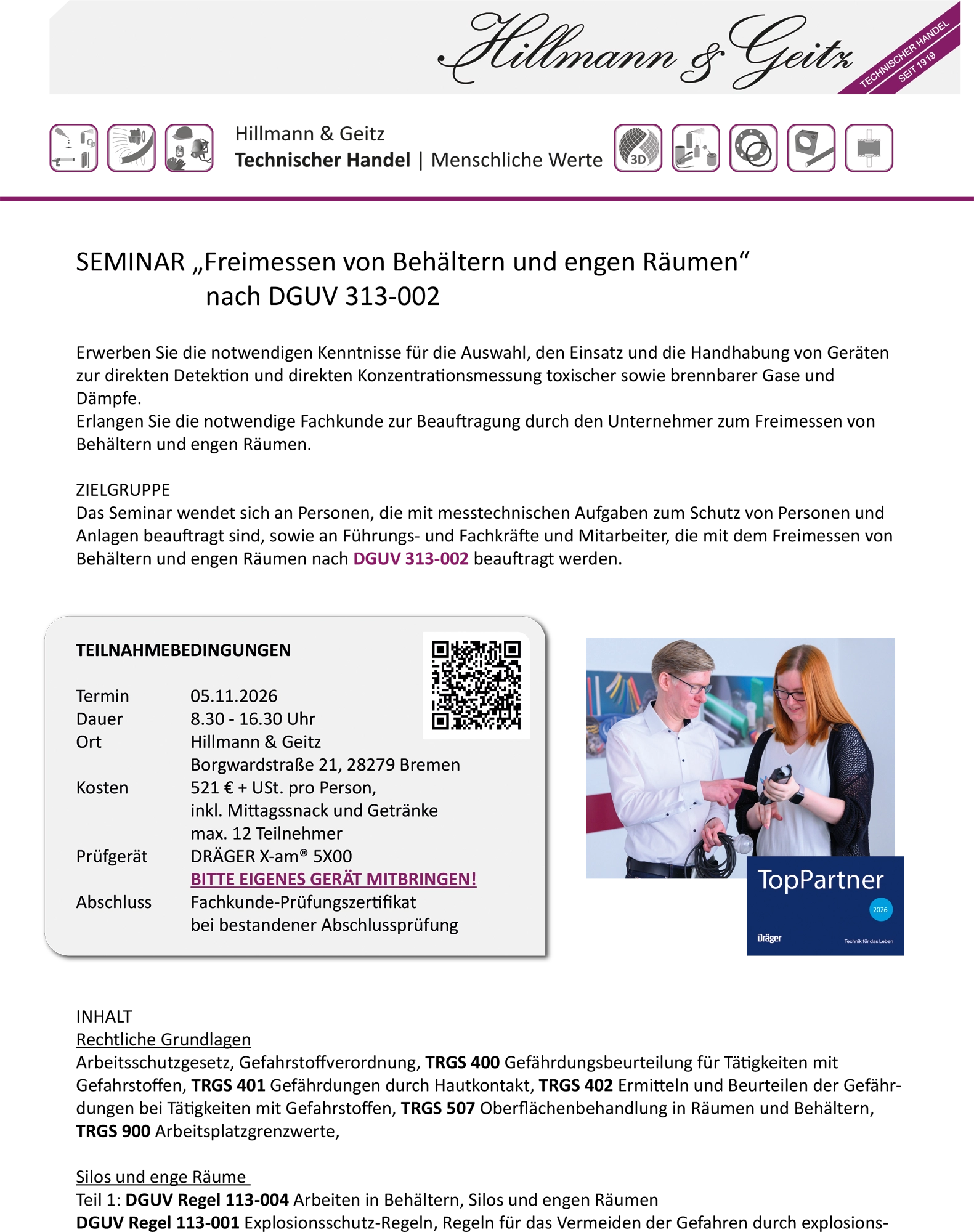 11 05 Einladung zum Seminar Freimessen von Behaelter und engen Raeumen