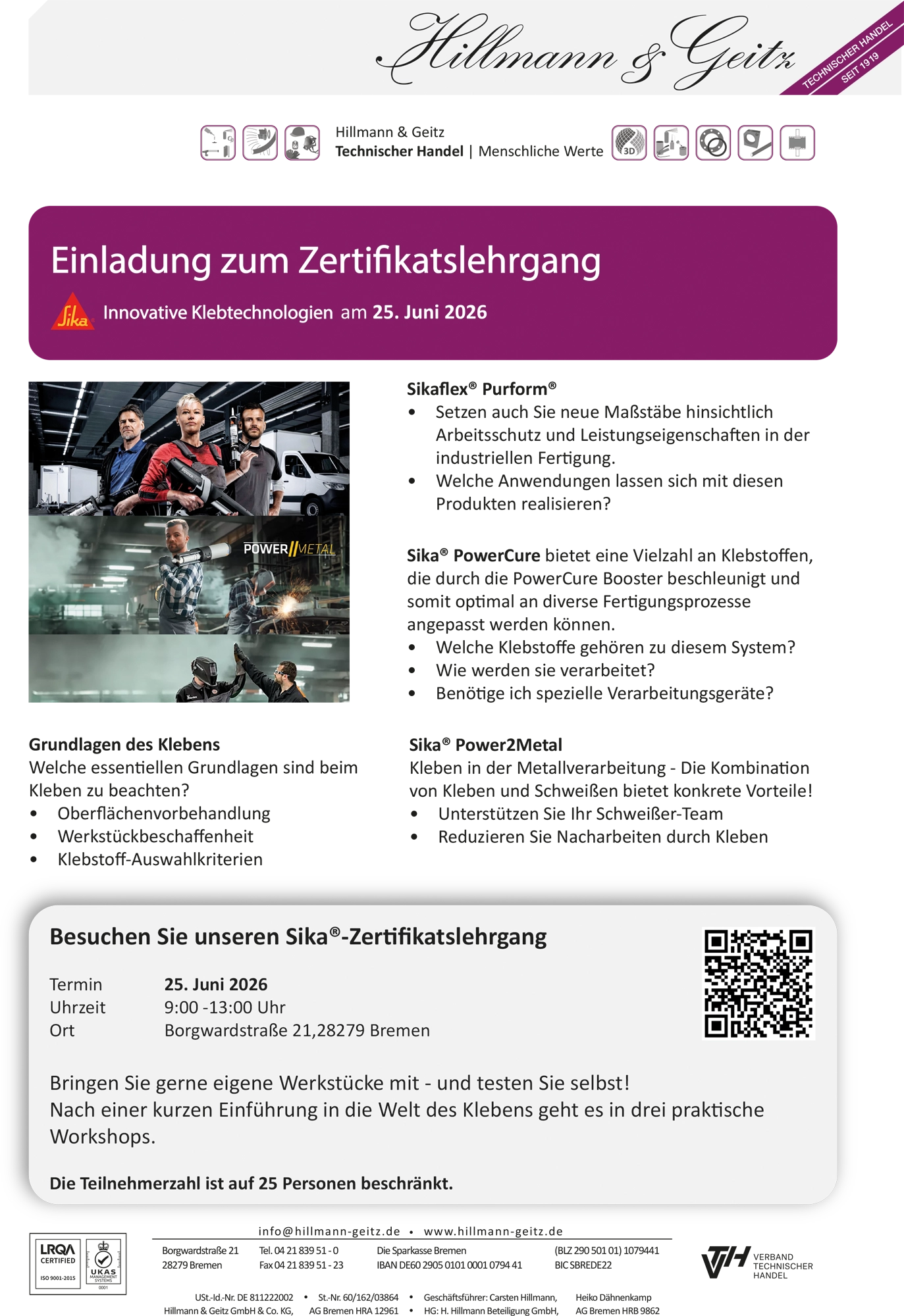 06 25 Sika-Zertifikatslehrgang-Innovative Klebtechnologien Einladung